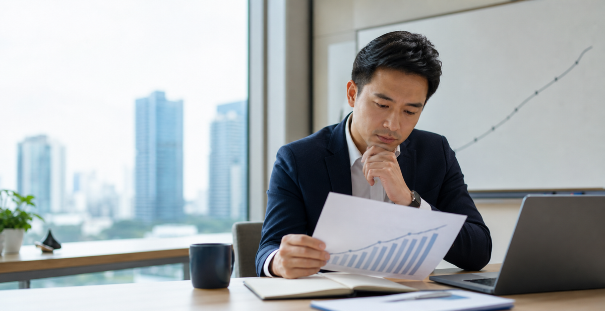 Sales professional reviewing an ambitious target and considering a different path to growth